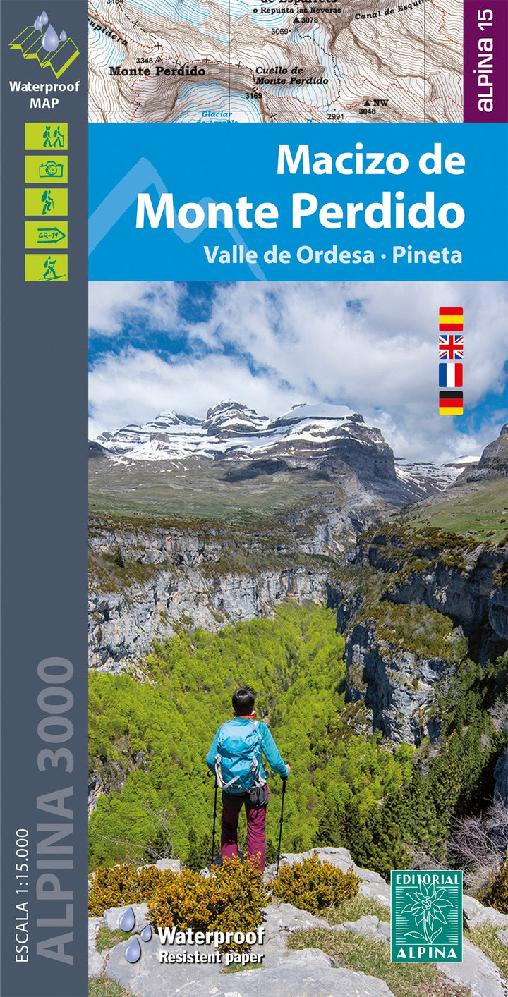 Carte de randonnée - Massif du Mont Perdu & Vallée d'Ordesa & Pineta (Pyrénées aragonaises) | Alpina carte pliée Editorial Alpina 