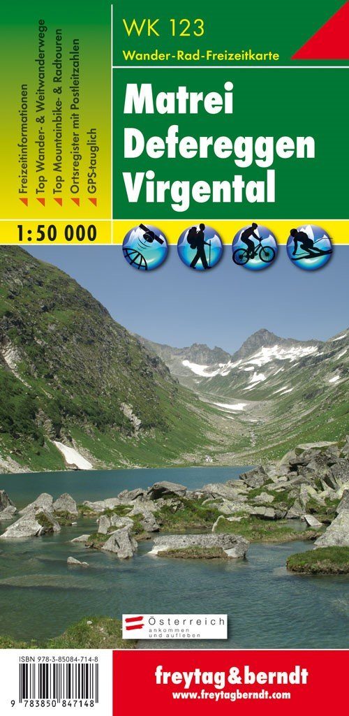 Carte de randonnée - Matrei - Defereggen - Virgental (Alpes autrichiennes), n° WK123 | Freytag & Berndt carte pliée Freytag & Berndt 