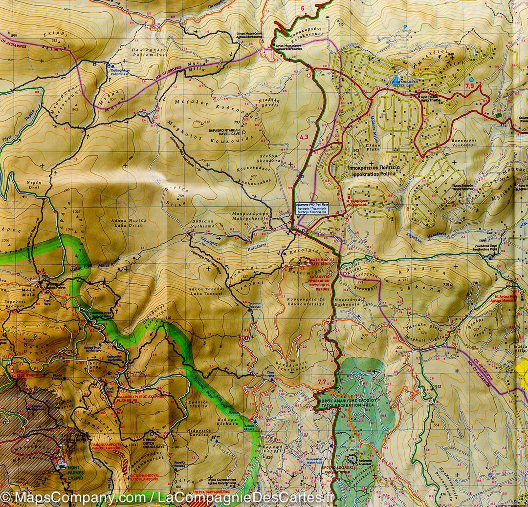 Carte de randonnée du mont Parnitha (Grèce) | Terrain Cartography - La Compagnie des Cartes