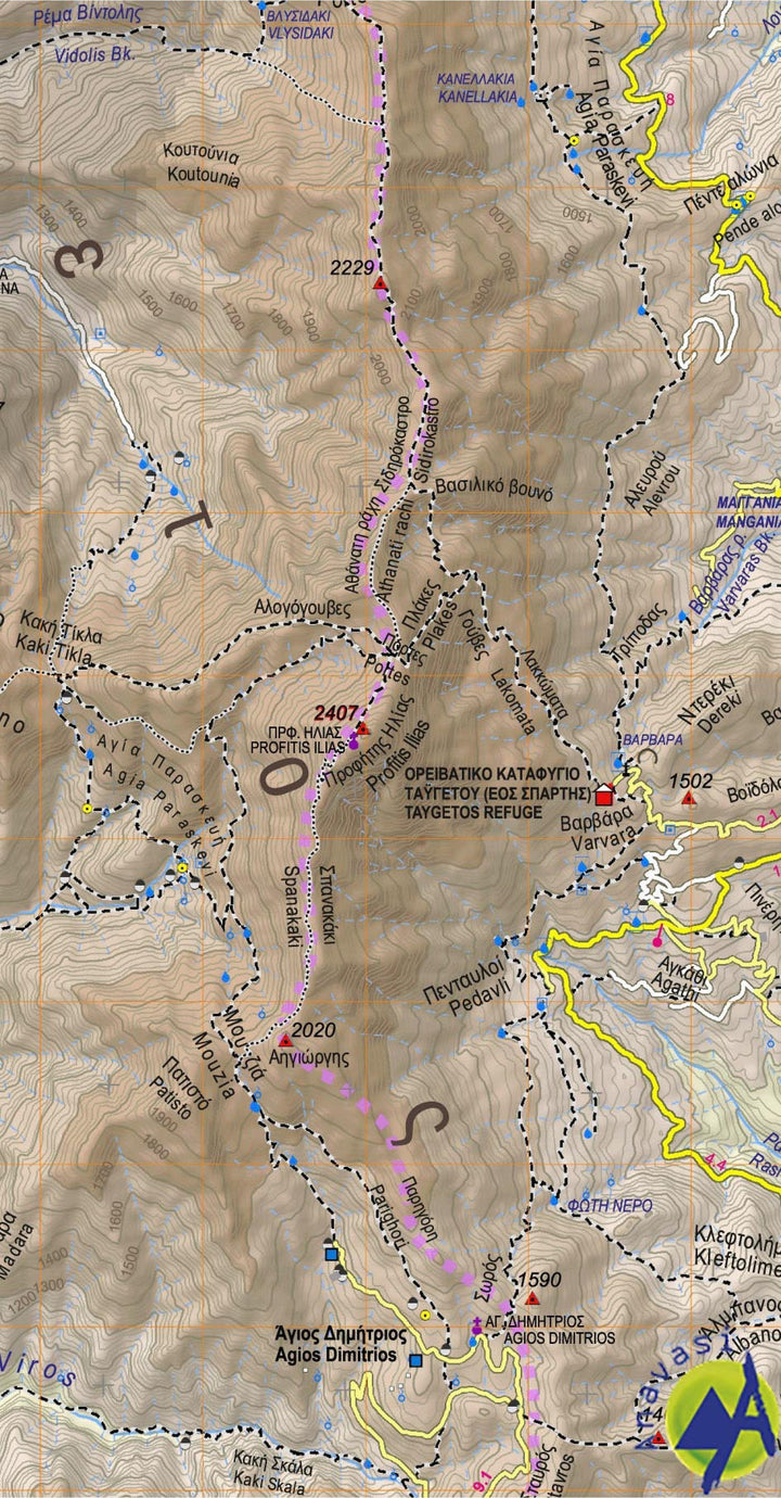 Carte de randonnée - Mont Taygetos - Taygeots Nord | Anavasi carte pliée Anavasi 