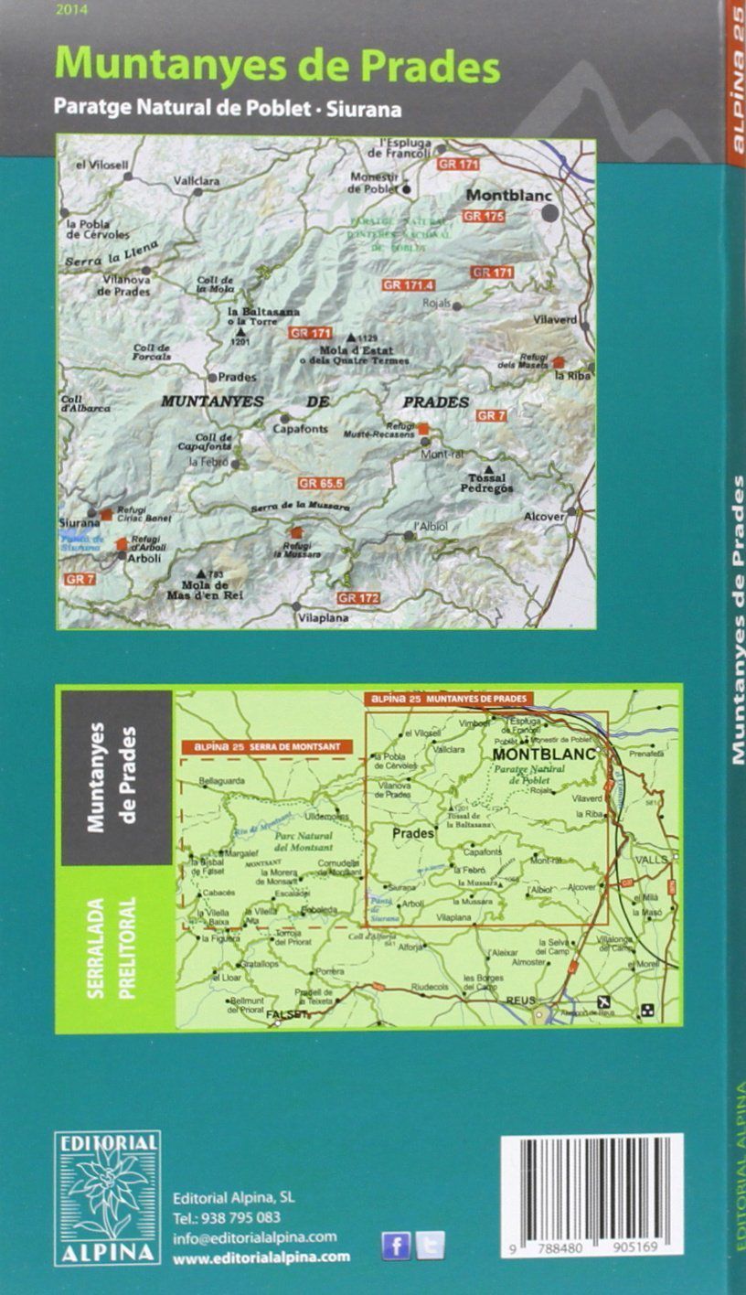 Carte de randonnée des Montagnes de Prades (Pyrénées Catalanes, Espagne) | Alpina - La Compagnie des Cartes