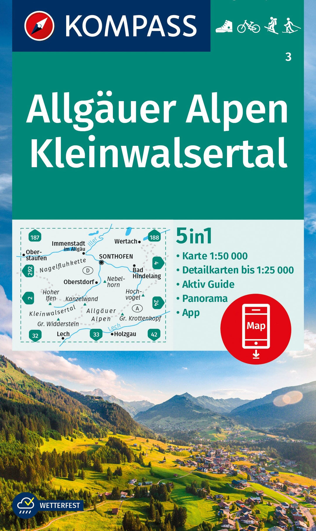 Carte de randonnée n° 003 - Allgäuer Alpen, Kleinwalsertal (Allemagne) | Kompass carte pliée Kompass 