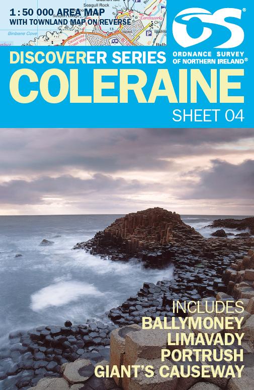 Carte de randonnée n° 004 - Coleraine, Balymoney, Limavady, Portrush (Irlande du Nord) | Ordnance Survey - Discoverer carte pliée Ordnance Survey 