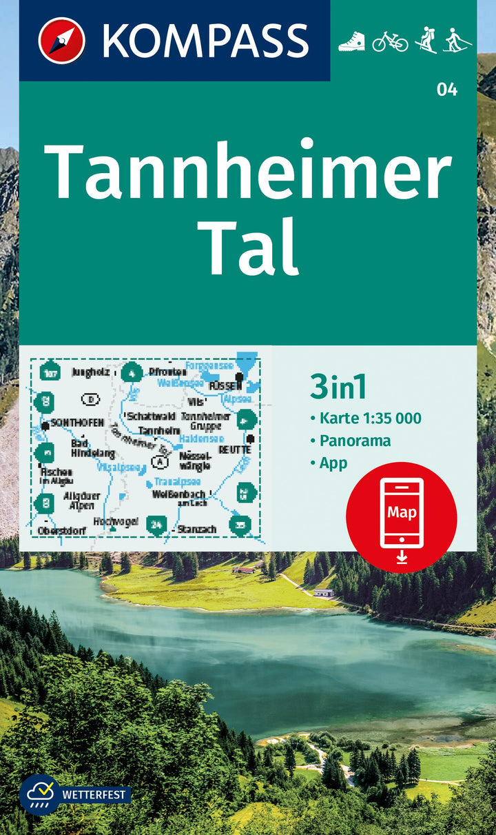 Carte de randonnée n° 004 - Tannheimer Tal (Autriche) | Kompass carte pliée Kompass 