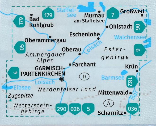 Carte de randonnée n° 007 - Werdenfelser Land mit Zugspitze (Allemagne) | Kompass carte pliée Kompass 