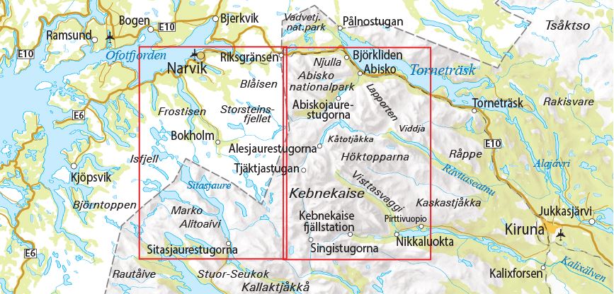 Carte de randonnée n° 01 - Abisko, Kebnekaise, Nikkaluokta (Suède) | Norstedts - Outdoor carte pliée Norstedts 