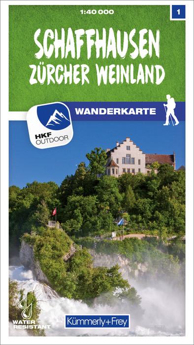 Carte de randonnée n° 01 - Schaffhausen, Zürcher Weinland (Suisse) | Kümmerly & Frey-1/40 000 carte pliée Kümmerly & Frey 