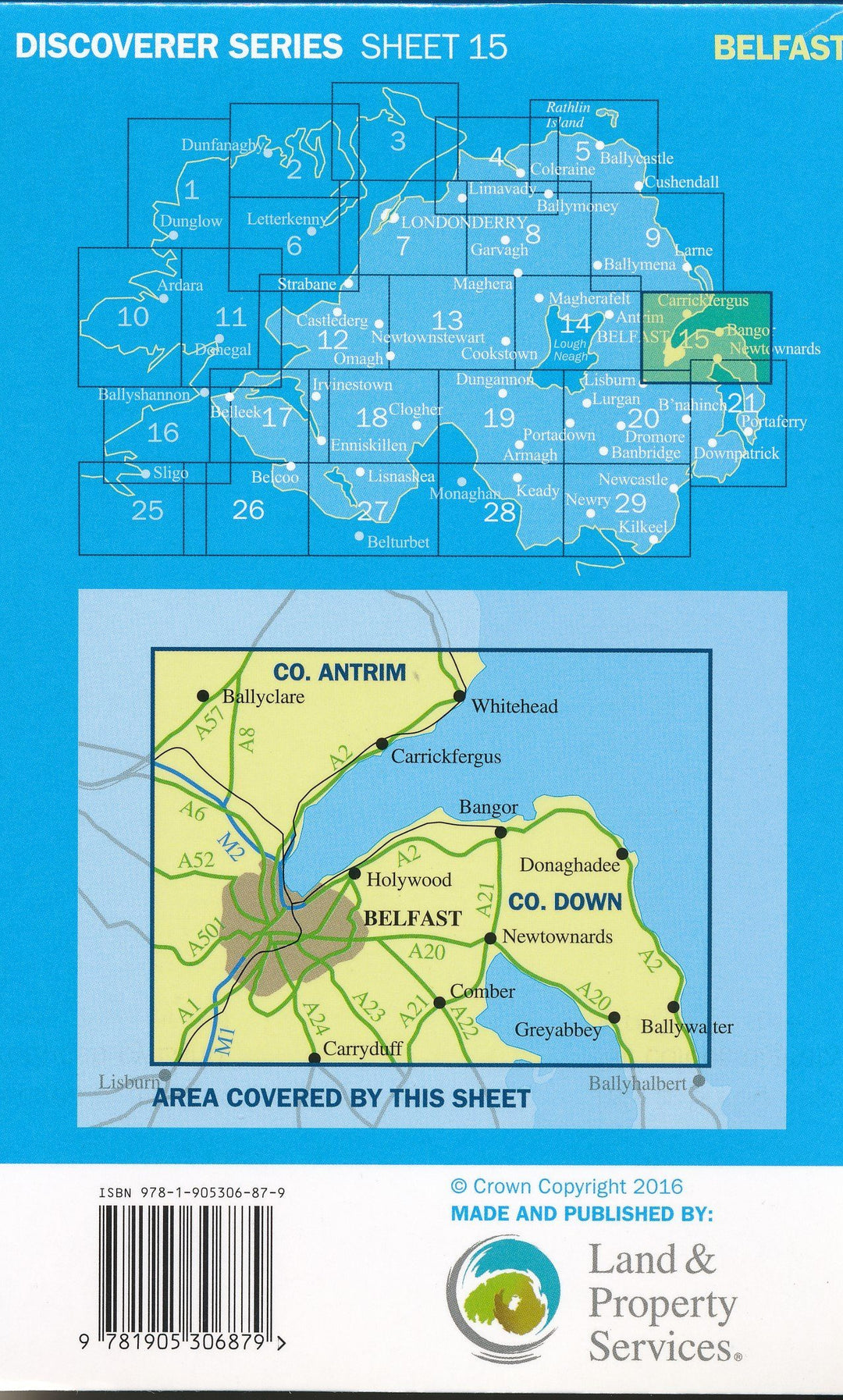 Carte de randonnée n° 015 - Belfast (Irlande du Nord) | Ordnance Survey - Discoverer carte pliée Ordnance Survey 