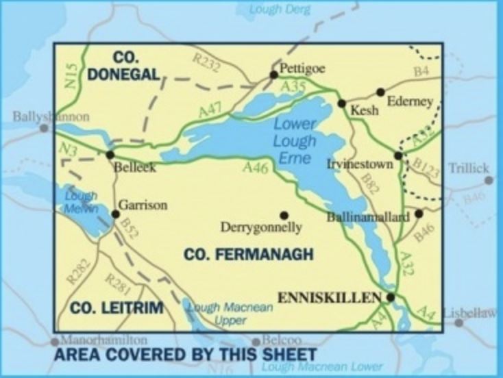 Carte de randonnée n° 017 - Lower Lough Erne (Irlande du Nord) | Ordnance Survey - Discoverer carte pliée Ordnance Survey 