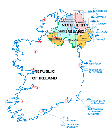 Carte de randonnée n° 018 - Enniskillen, Irvinestown, Ballinamallard (Irlande du Nord) | Ordnance Survey - Discoverer carte pliée Ordnance Survey 