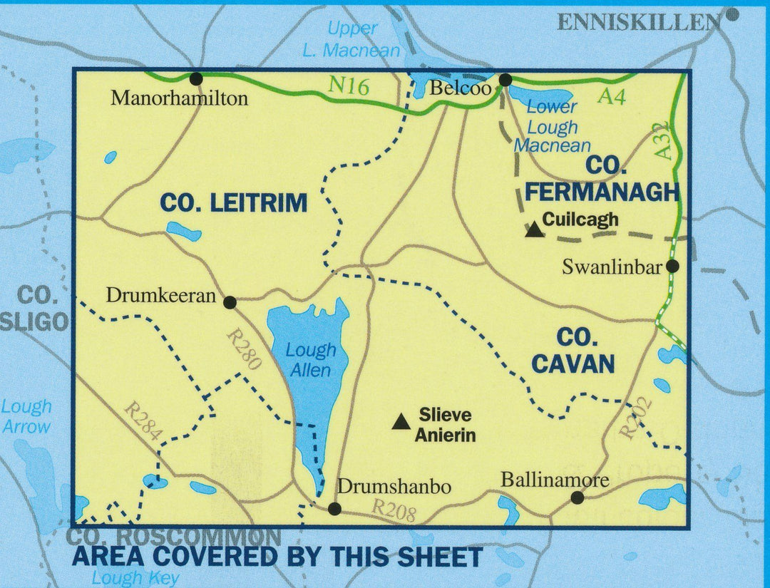 Carte de randonnée n° 026 - Lough Allen (Irlande du Nord) | Ordnance Survey - Discoverer carte pliée Ordnance Survey 