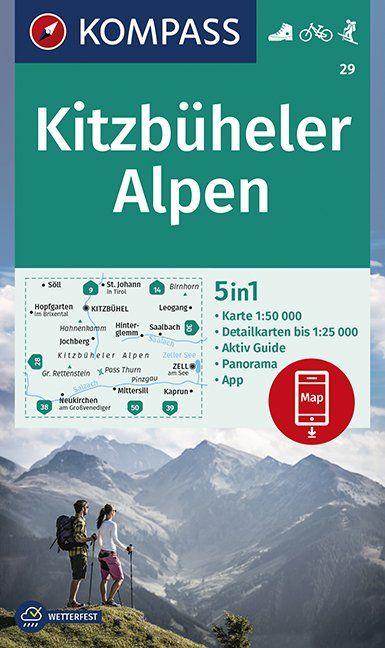 Carte de randonnée n° 029 - Kitzbüheler Alpen + Aktiv Guide (Tyrol, Autriche) | Kompass carte pliée Kompass 