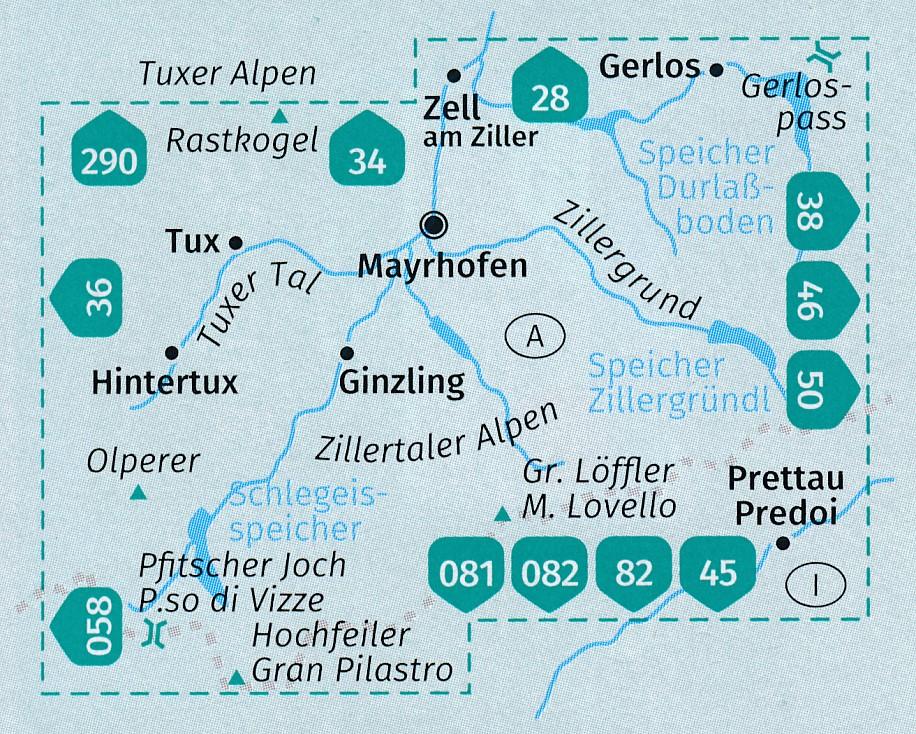 Carte de randonnée n° 037 - Mayerhofen, Tuxer, Tal-Zillergrund (Tyrol, Autriche) | Kompass carte pliée Kompass 