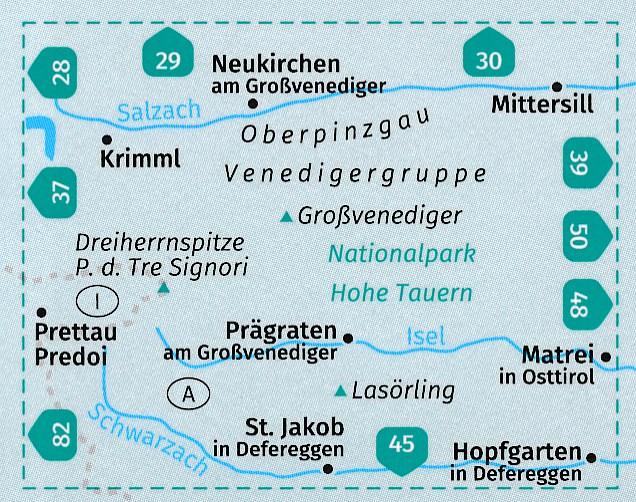 Carte de randonnée n° 038 - Venedigergruppe, Oberpinzgau (Autriche) | Kompass carte pliée Kompass 