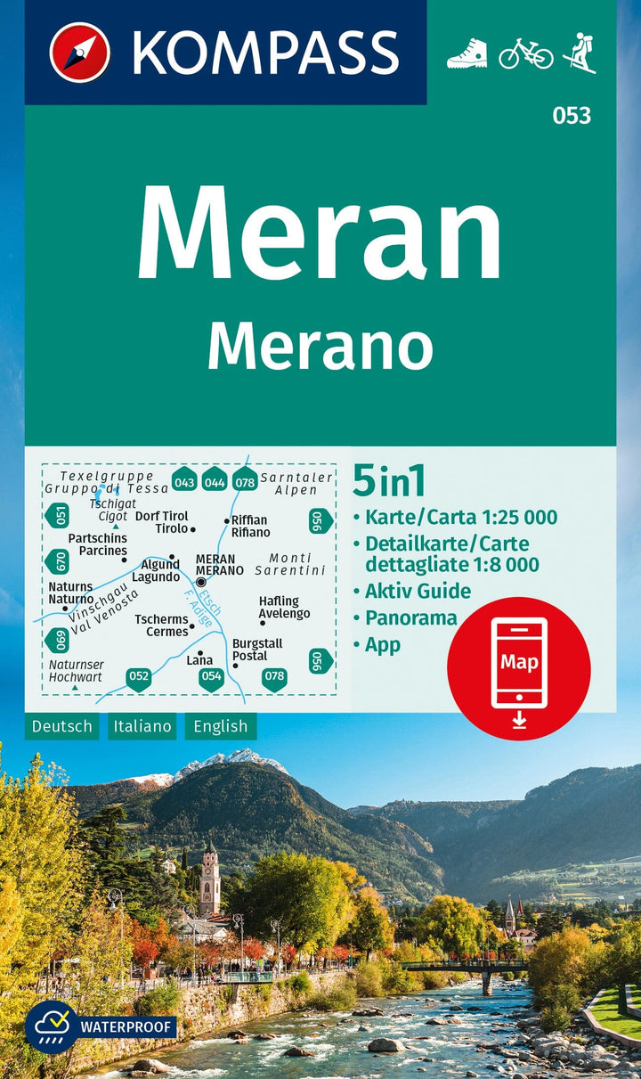 Carte de randonnée n° 053 - Merano (Italie) | Kompass carte pliée Kompass 