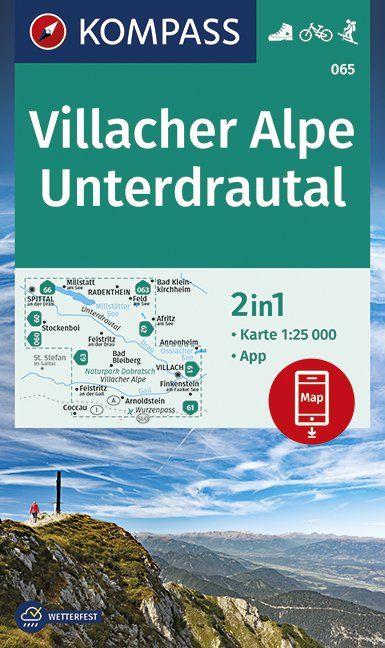 Carte de randonnée n° 065 - Villacher Alpe, Unterdrautal (Autriche) | Kompass carte pliée Kompass 
