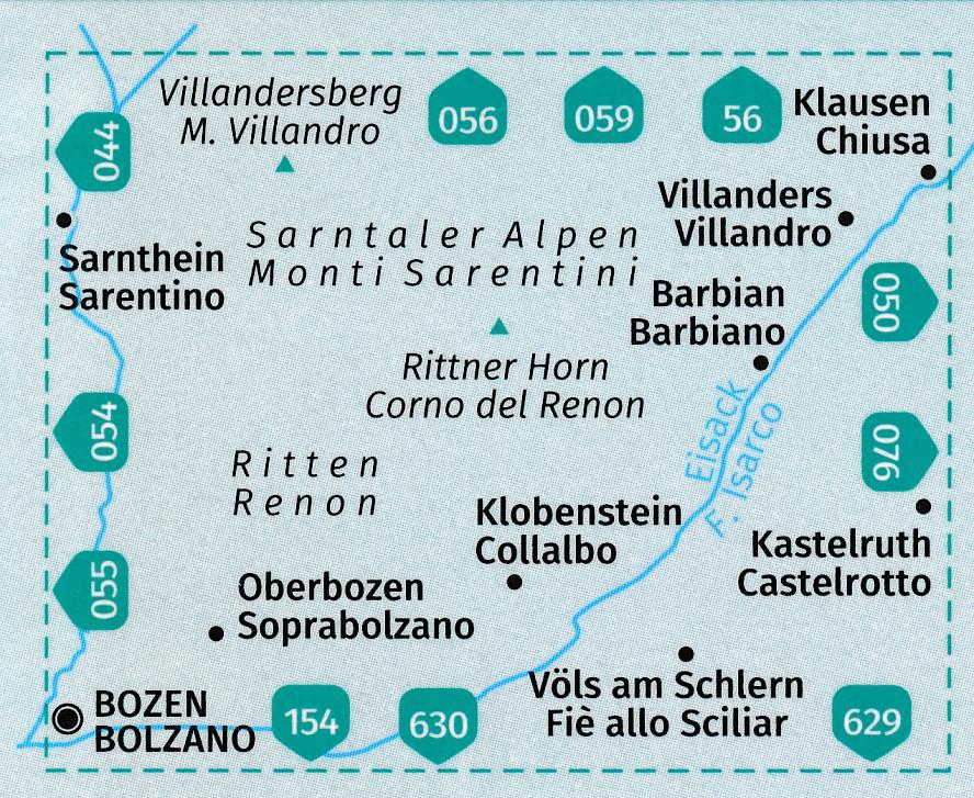 Carte de randonnée n° 068 - Ritten, Renon (Italie) | Kompass carte pliée Kompass 