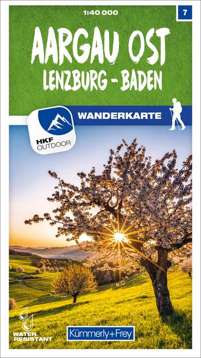 Carte de randonnée n° 07 - Aargau Ost, Lenzburg, Baden (Suisse) | Kümmerly & Frey-1/40 000 carte pliée Kümmerly & Frey 