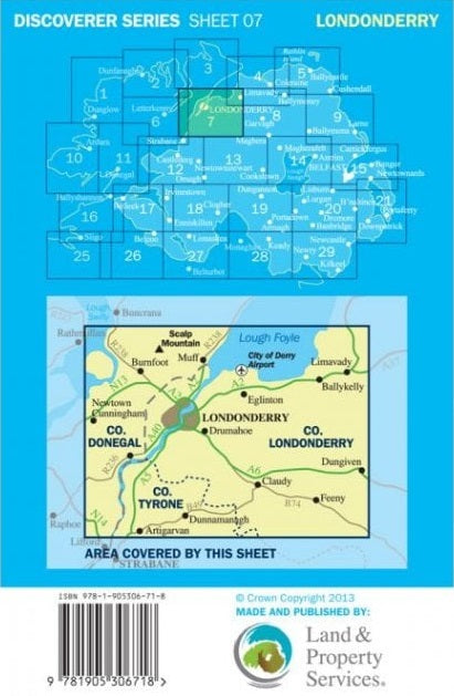 Carte de randonnée n° 07 - Londonderry (Irlande du Nord) | Ordnance Survey - Discoverer carte pliée Ordnance Survey 