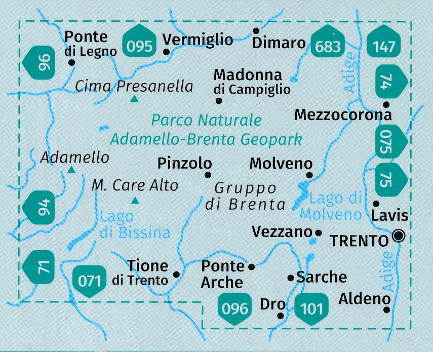 Carte de randonnée n° 070 - Adamello, Brenta NP (Italie) | Kompass carte pliée Kompass 