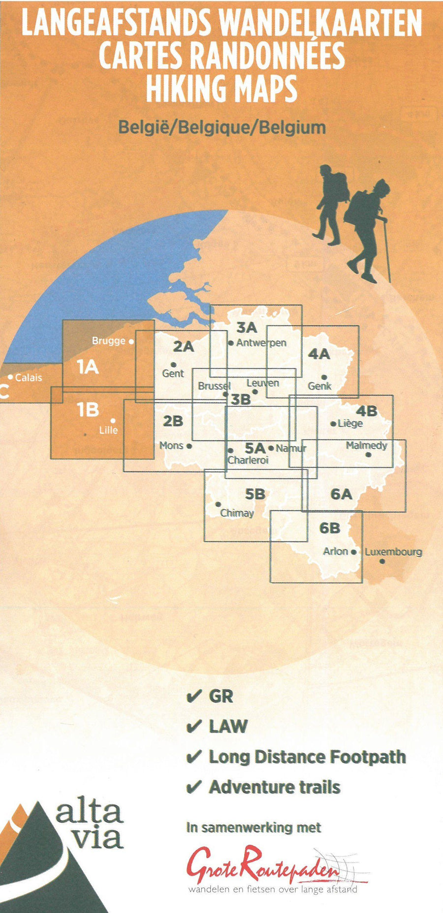 Carte de randonnée n° 1 - Flandre occidentale et Pas de Calais | Alta Via carte pliée Alta Via 