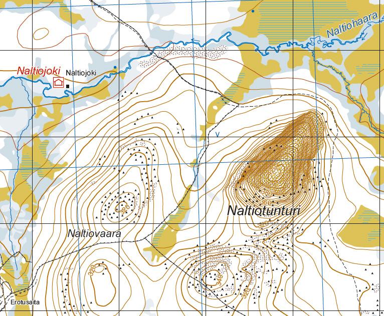 Carte de randonnée n° 1 - Itäkaira Nuortti Korvatunturi (Laponie) | Karttakeskus carte pliée Karttakeskus 