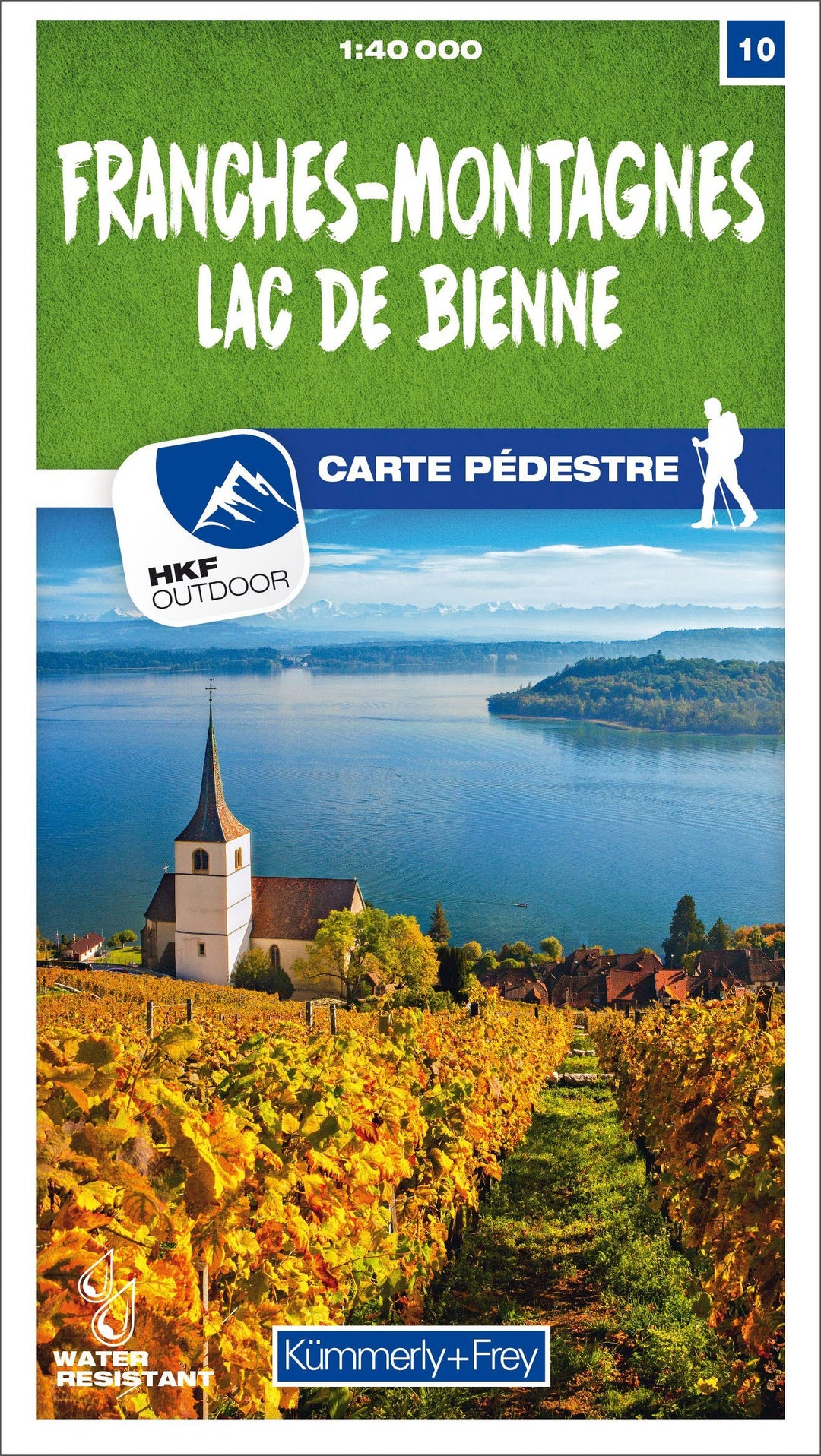 Carte de randonnée n° 10 - Franches-Montagnes, Lac de Bienne (Suisse) | Kümmerly & Frey-1/40 000 carte pliée Kümmerly & Frey 