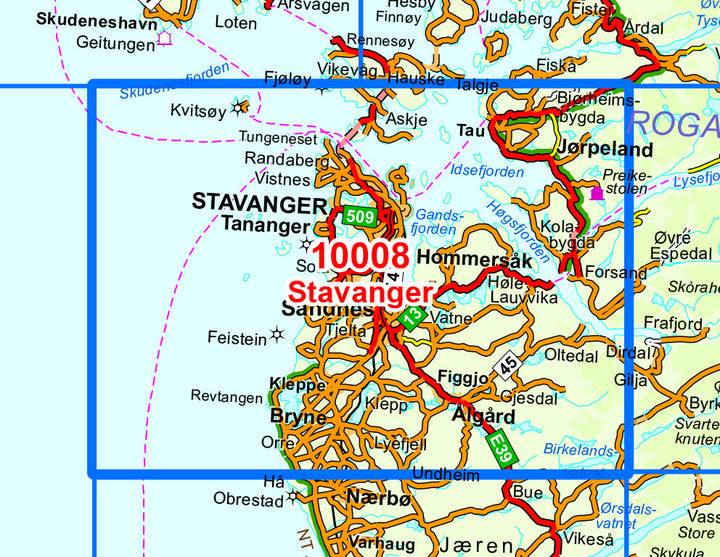 Carte de randonnée n° 10008 - Stavanger (Norvège) | Nordeca - Norge-serien carte pliée Nordeca 
