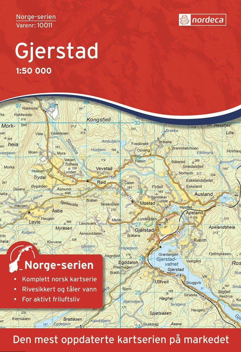 Carte de randonnée n° 10011 - Gjerstad (Norvège) | Nordeca - Norge-serien carte pliée Nordeca 
