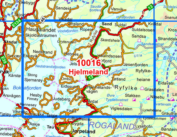 Carte de randonnée n° 10016 - Hjelmeland (Norvège) | Nordeca - Norge-serien carte pliée Nordeca 
