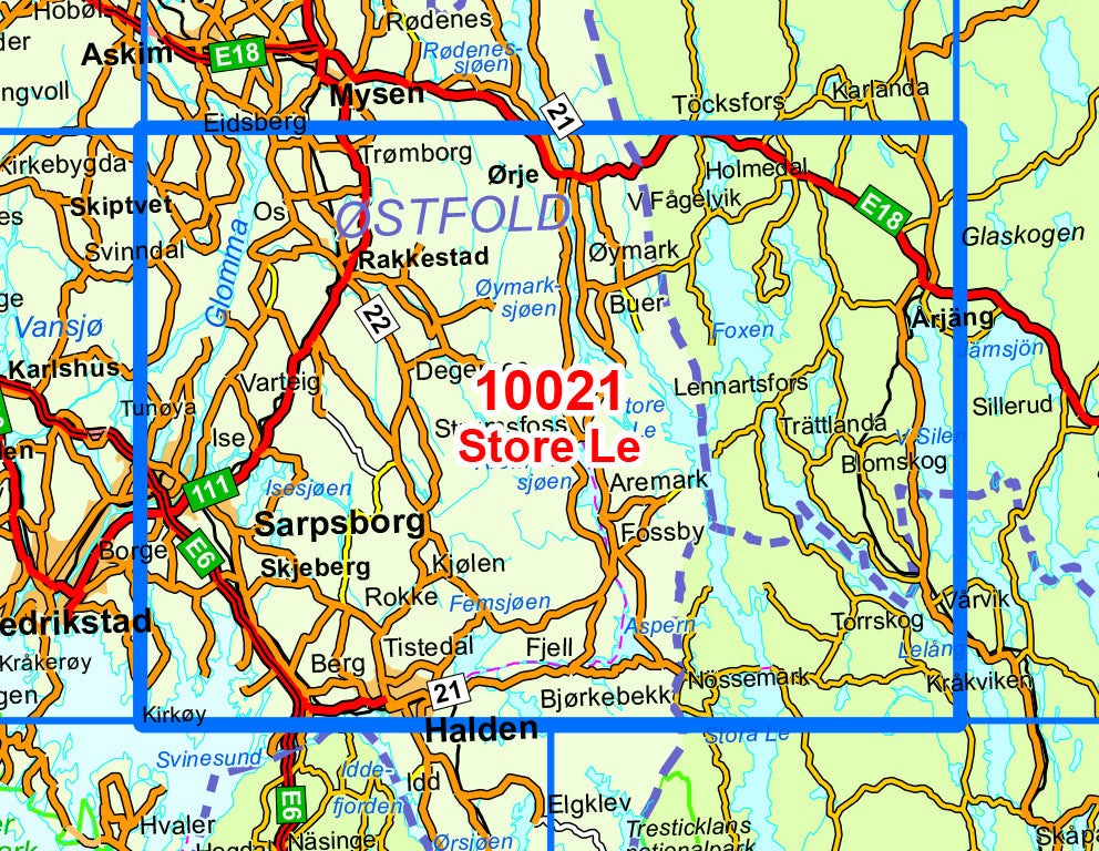 Carte de randonnée n° 10021 - Store Le (Norvège) | Nordeca - Norge-serien carte pliée Nordeca 