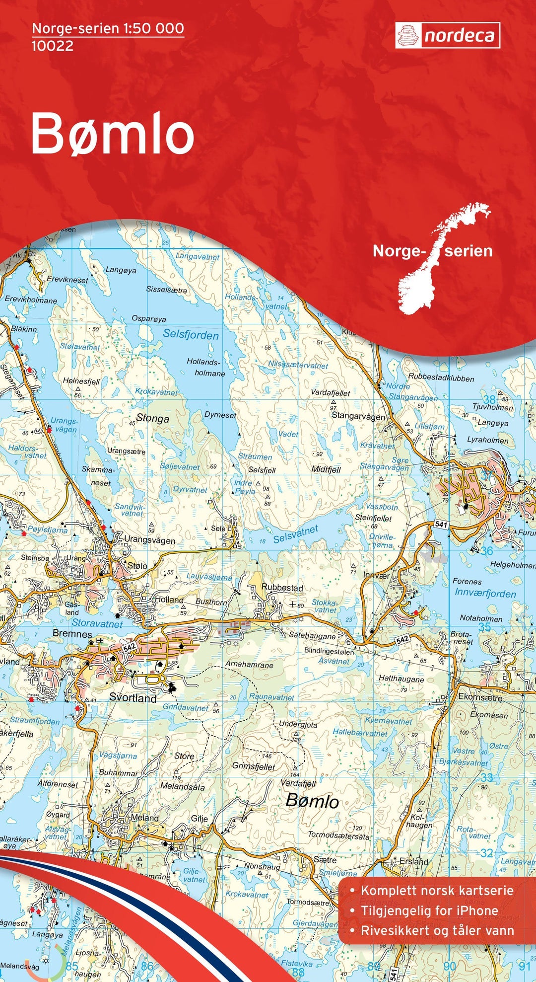 Carte de randonnée n° 10022 - Bomlo (Norvège) | Nordeca - Norge-serien carte pliée Nordeca 