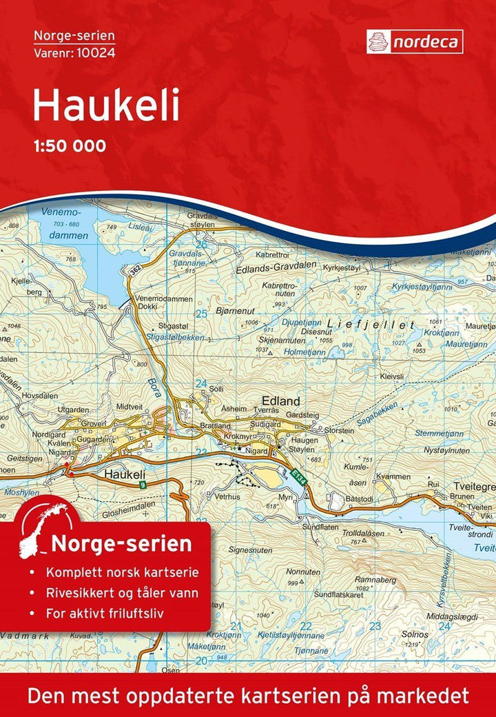 Carte de randonnée n° 10024 - Haukeli (Norvège) | Nordeca - Norge-serien carte pliée Nordeca 