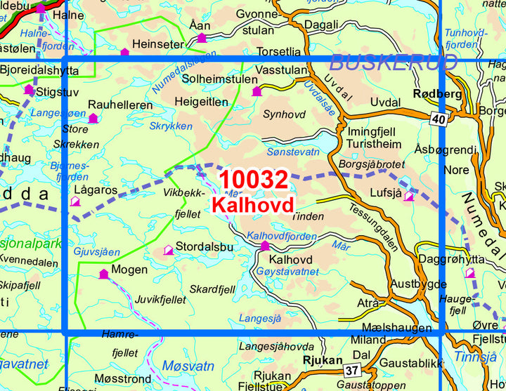 Carte de randonnée n° 10032 - Kalhovd (Norvège) | Nordeca - Norge-serien carte pliée Nordeca 