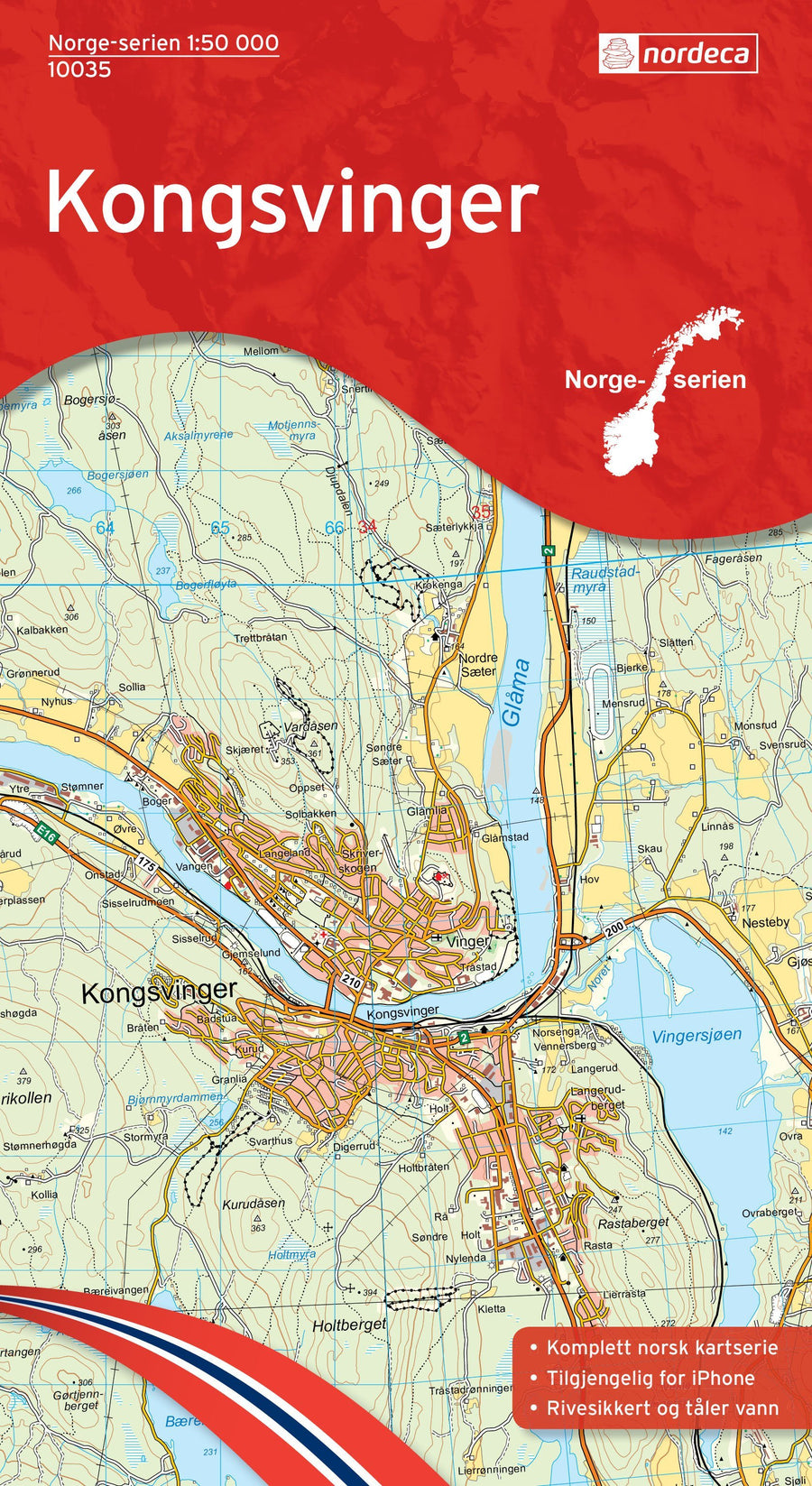 Carte de randonnée n° 10035 - Kongsvinger (Norvège) | Nordeca - Norge-serien carte pliée Nordeca 