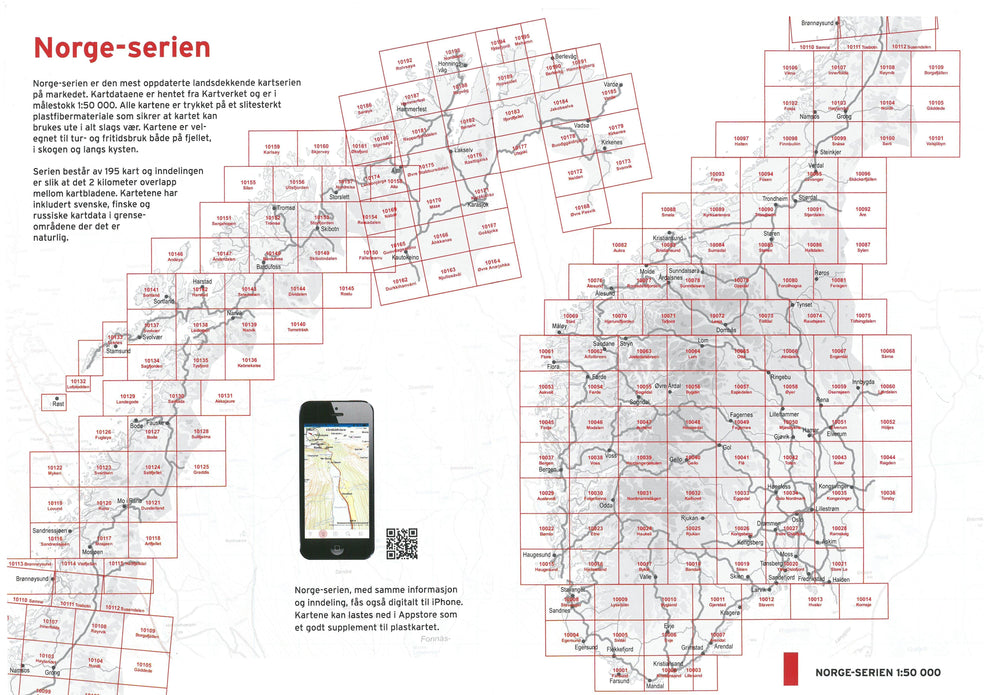 Carte de randonnée n° 10037 - Bergen (Norvège) | Nordeca - Norge-serien carte pliée Nordeca 