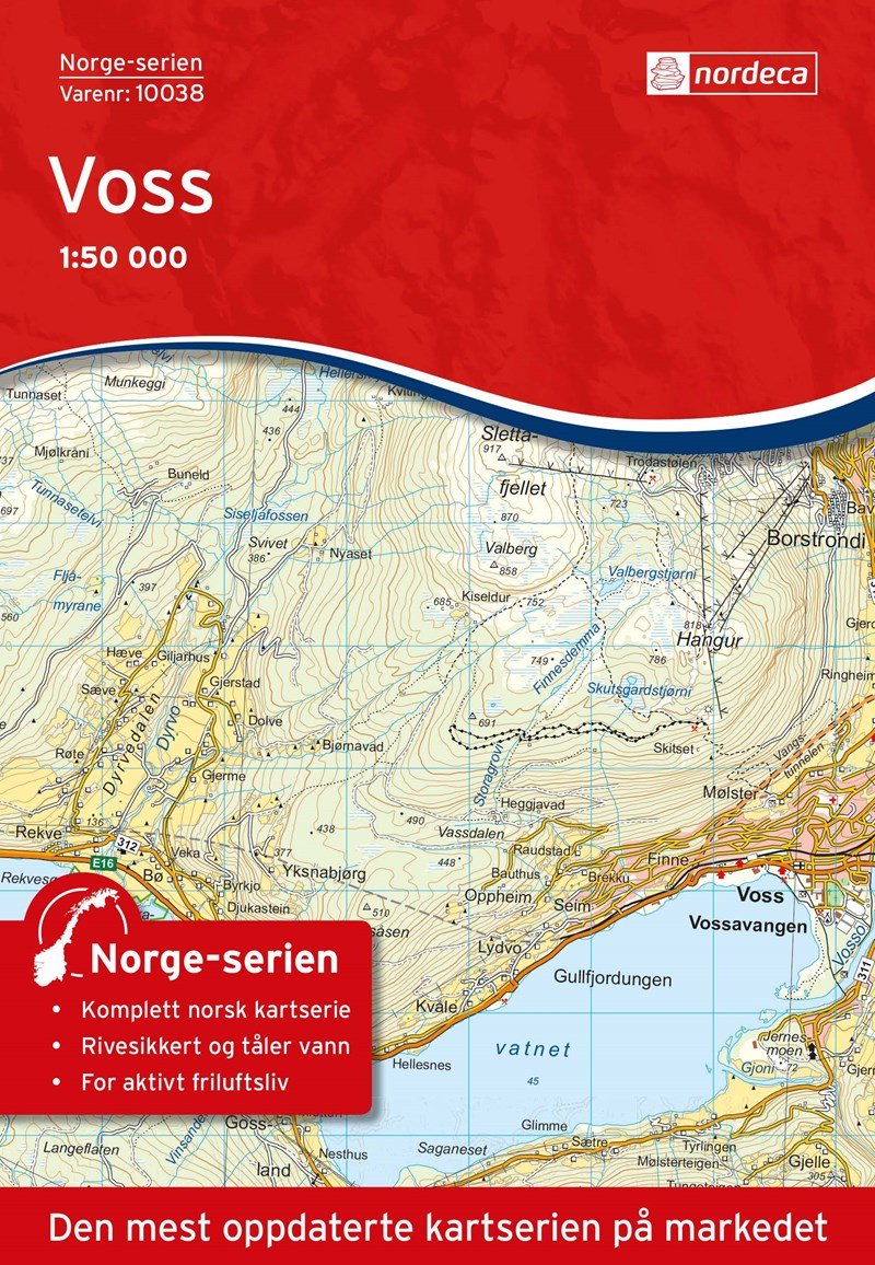 Carte de randonnée n° 10038 - Voss (Norvège) | Nordeca - Norge-serien carte pliée Nordeca 