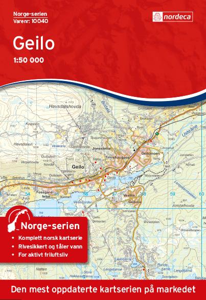 Carte de randonnée n° 10040 - Geilo (Norvège) | Nordeca - Norge-serien carte pliée Nordeca 