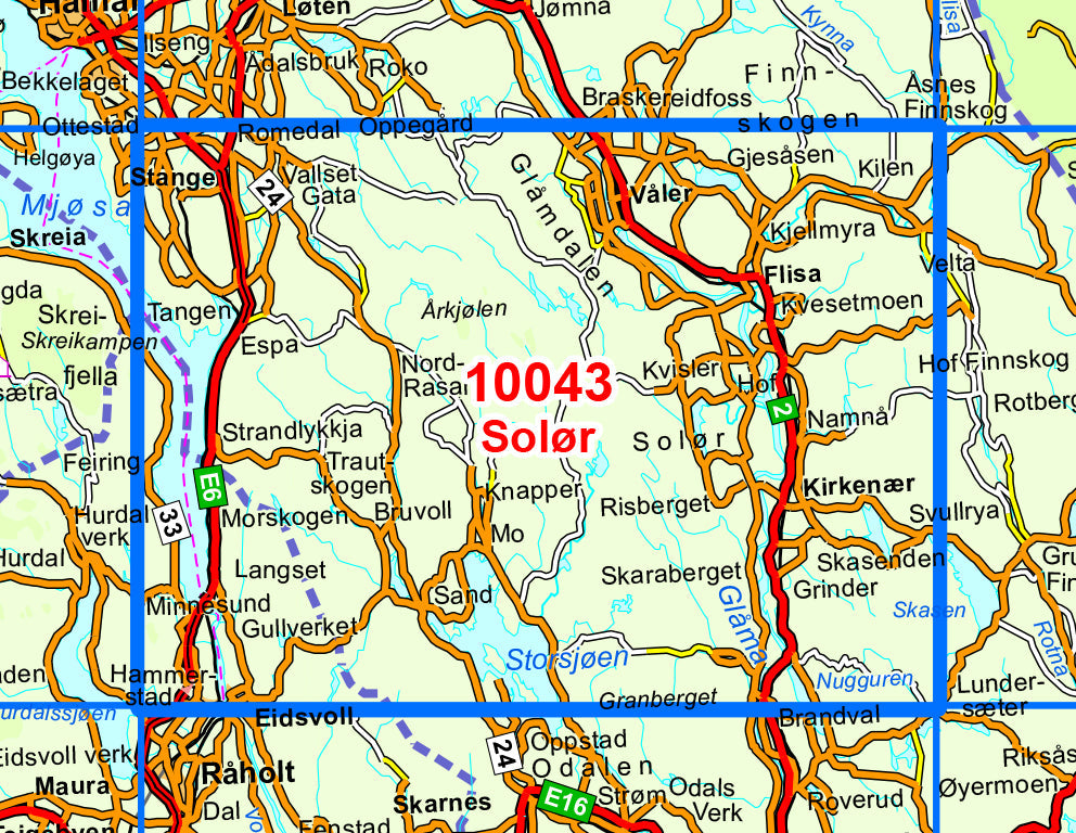 Carte de randonnée n° 10043 - Solor (Norvège) | Nordeca - Norge-serien carte pliée Nordeca 