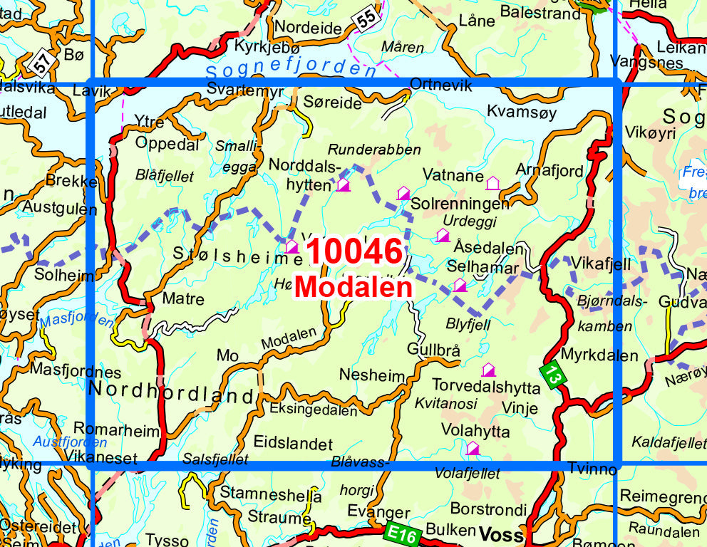Carte de randonnée n° 10046 - Modalen (Norvège) | Nordeca - Norge-serien carte pliée Nordeca 