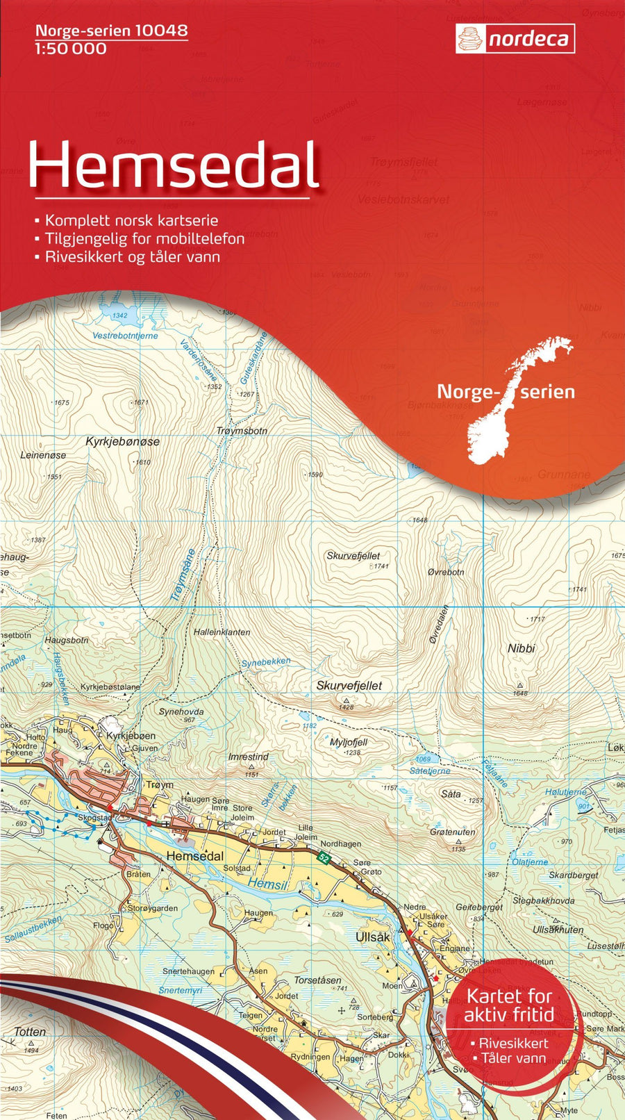 Carte de randonnée n° 10048 - Hemsedal (Norvège) | Nordeca - Norge-serien carte pliée Nordeca 