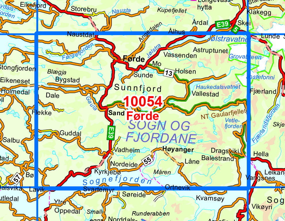 Carte de randonnée n° 10054 - Forde (Norvège) | Nordeca - Norge-serien carte pliée Nordeca 