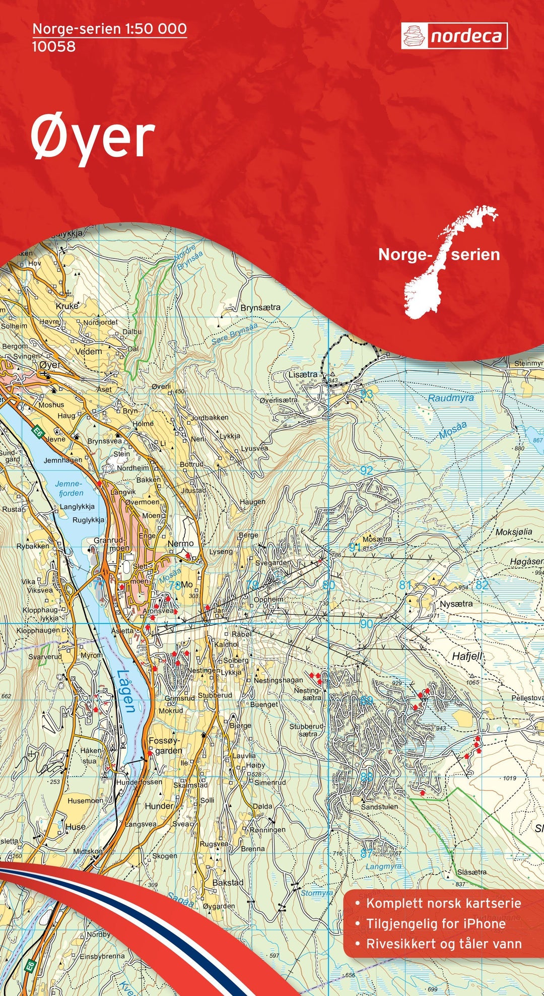 Carte de randonnée n° 10058 - Oyer (Norvège) | Nordeca - Norge-serien carte pliée Nordeca 