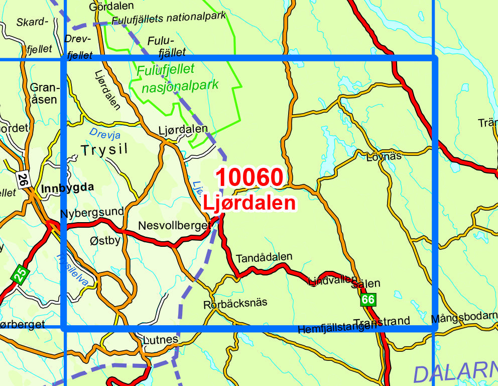 Carte de randonnée n° 10060 - Ljordalen (Norvège) | Nordeca - Norge-serien carte pliée Nordeca 