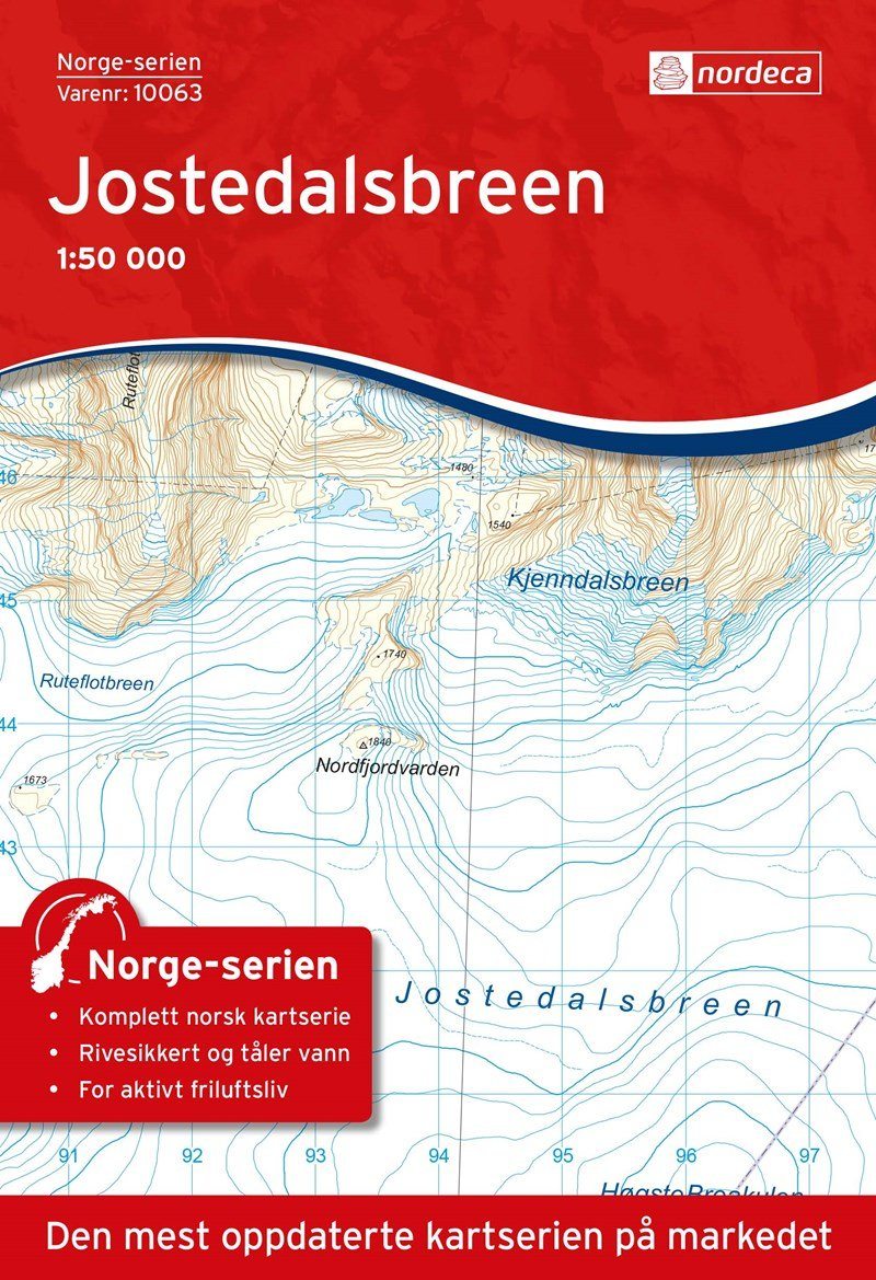 Carte de randonnée n° 10063 - Jostedalsbreen (Norvège) | Nordeca - Norge-serien carte pliée Nordeca 