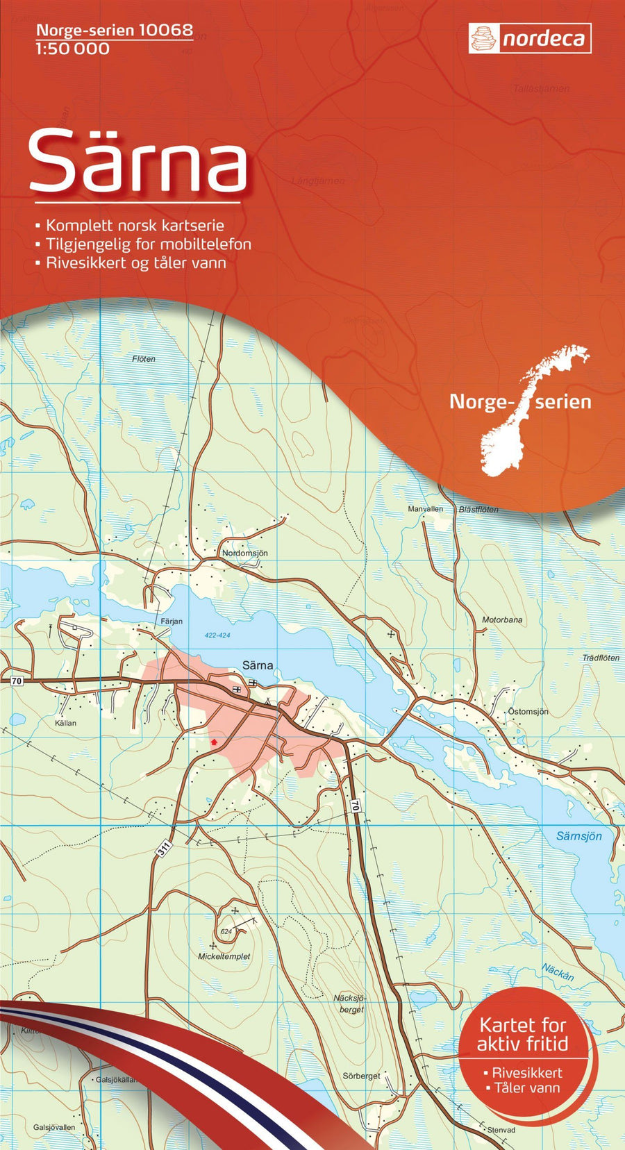 Carte de randonnée n° 10068 - Sarna (Norvège) | Nordeca - Norge-serien carte pliée Nordeca 
