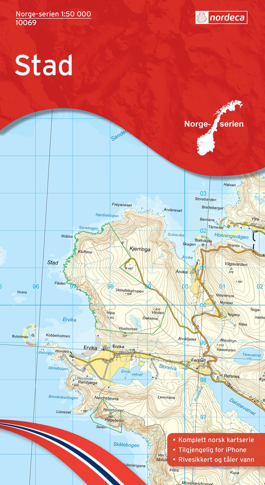 Carte de randonnée n° 10069 - Stad (Norvège) | Nordeca - Norge-serien carte pliée Nordeca 