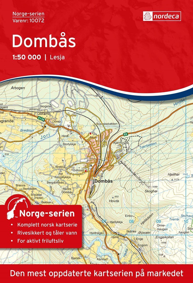 Carte de randonnée n° 10072 - Dombås, Lesja (Norvège) | Nordeca - Norge-serien carte pliée Nordeca 