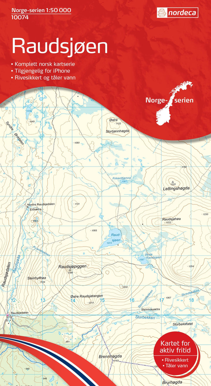 Carte de randonnée n° 10074 - Raudsjoen (Norvège) | Nordeca - Norge-serien carte pliée Nordeca 