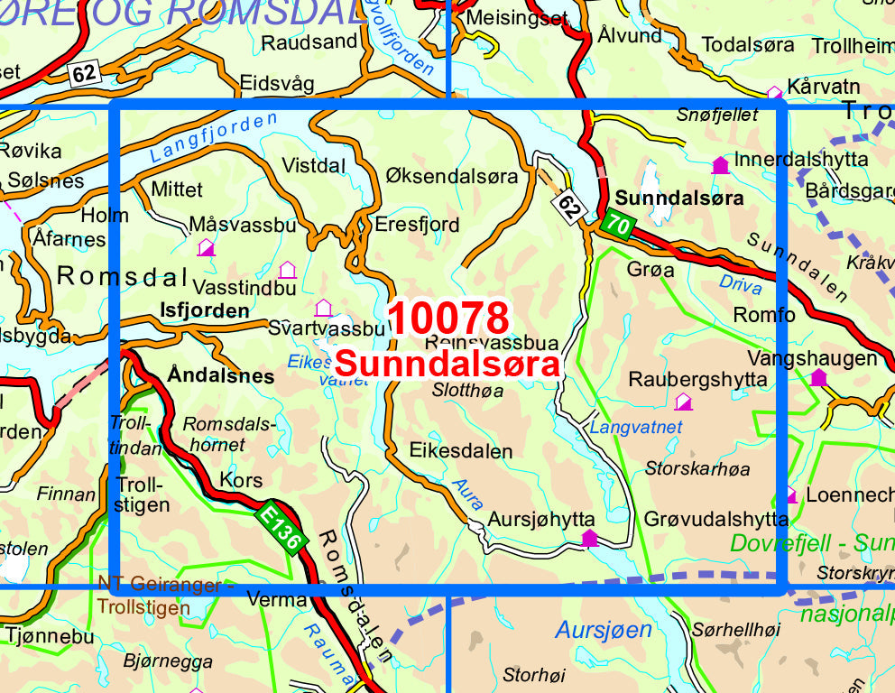 Carte de randonnée n° 10078 - Sunndalsora (Norvège) | Nordeca - Norge-serien carte pliée Nordeca 